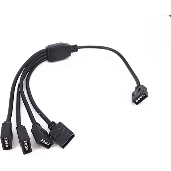 2 stk. svart 4-pinners LED-splitterkabel LED-stripekontakt 4-veis splitter