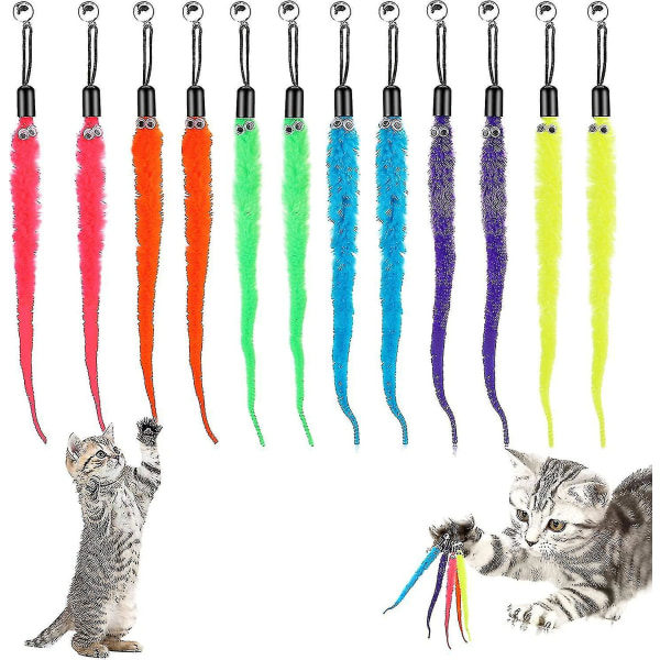 12pcs Cat Toys, Interactive Cat Toys, Colorful Cloth Ribbon Sticks, Cat Leash Toys, Indoor Cat Toys Interactive, Pet Toys For Kitten Training -aya