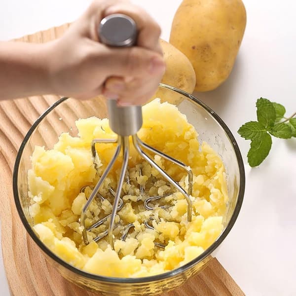 Potetmoser i rustfritt stål, 2-i-1 moser og blender, tåler oppvaskmaskin, for poteter, grønnsaker, babymat, sauser og egg