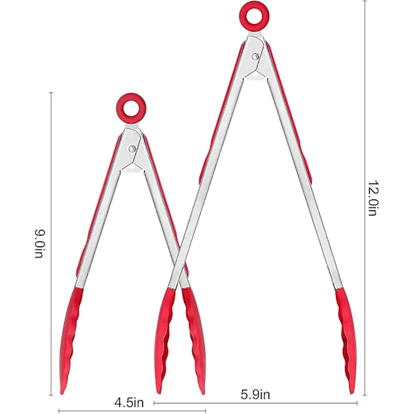 Kitchen Tongs - Non-slip Heat Resistant With Silicone Tips For Food Bbq Frying