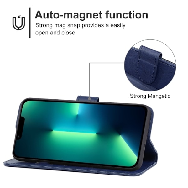 iPhone 14 Pro Max Kotelo Nahka Sininen