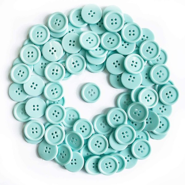 100 Pieces 25mm Buttons For Sewing 4 Hole Round Resin Buttons 1 Inch For Craftslake Blue