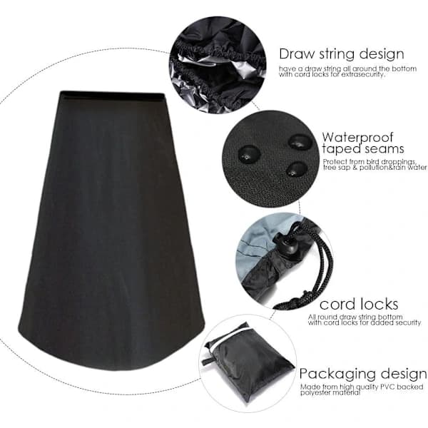 Udendørs Chiminea-overtræk Vandtæt Polyester PVC UV-resistent Terrassevarmerovertræk til Havepejs Sort 61 x 21 x 122 cm