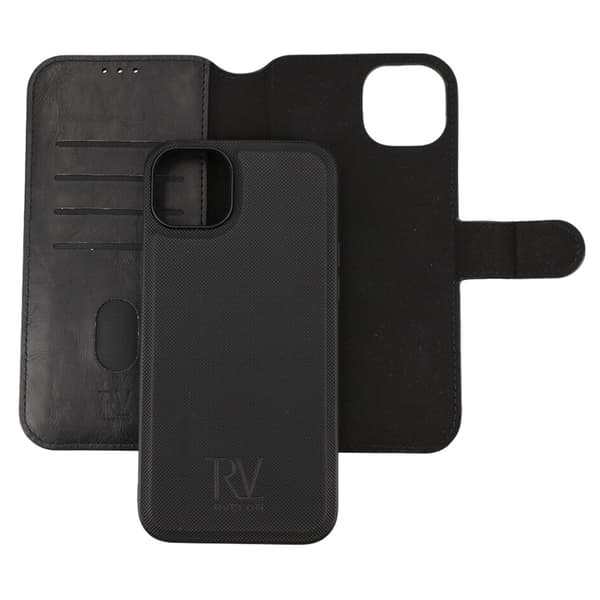 iPhone 15 Plus Wallet Case Magnet Rvelon - Black Svart black