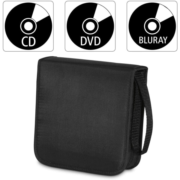 CD-plånbok för 40 skivor, CD/DVD/Blu-ray, svart