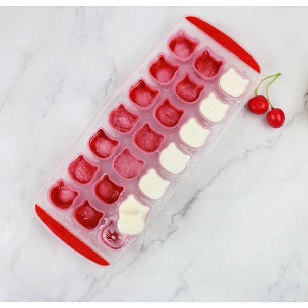 Cat Ice Tray, Red Silicone Mold, Easy Release Cocktail Ice Maker, BPA-Free, 2-Pack