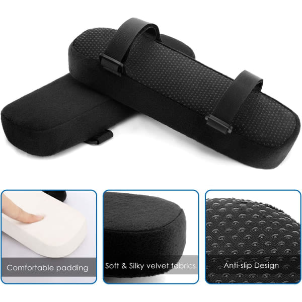Stolarmstøtteputer, 2-pakning ergonomiske kontorstoler med høydensitets memory foam albueputer