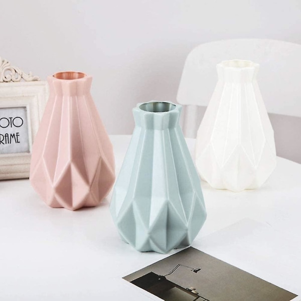 Blomsterpotter i plast, uknuselige blomsterpotter til stue, gang, hjem, bryllupsdekoration, moderne vase til kontor, pink 6