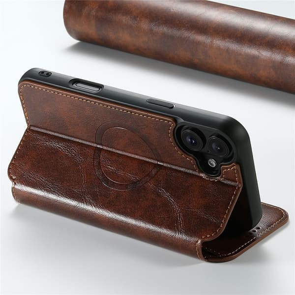 iPhone 17 SUTENI J05 PU Leather Wallet Case - Brown Brun brown