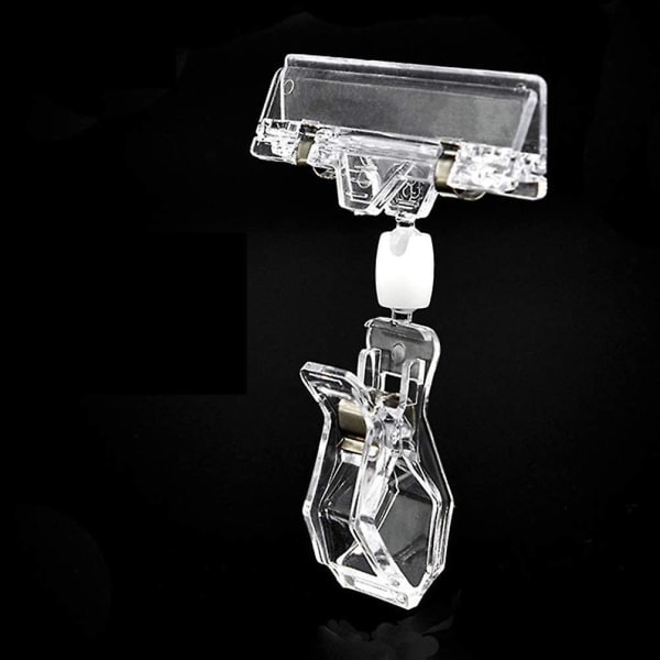 Etikettklämmor, Roterbara Plastklämmor i Clip-Stil Varukortsskylt Transparent Anteckningskortfixering Pappershållare Prislappsklämma för Marknad He...