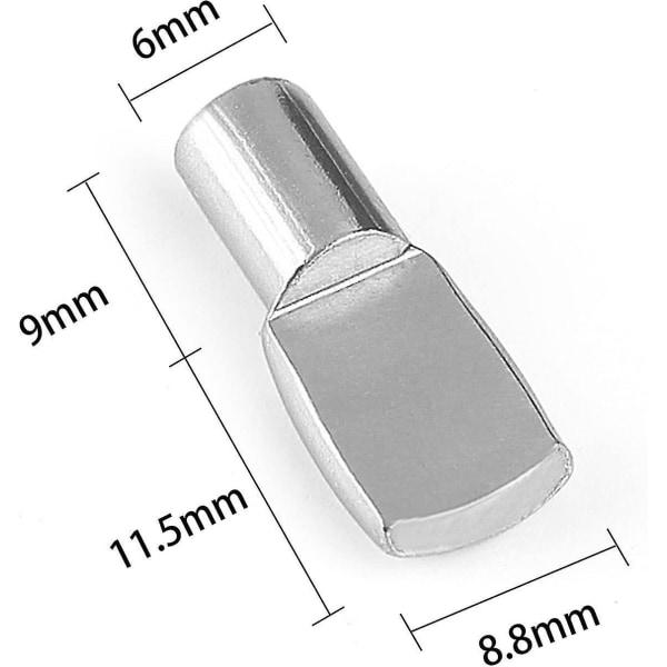 Hyllynastat - 6mm, niklattu (40 kpl)