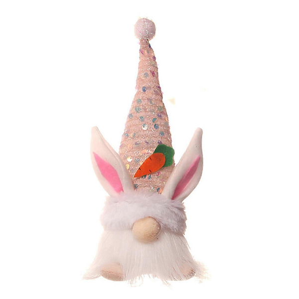 Luminous Rabbit Easter Gnome Plush Decor, Handmade Mini Tomte, Spring Sequin Light-Up Elf, Battery Operated, Compatible with Easter Day