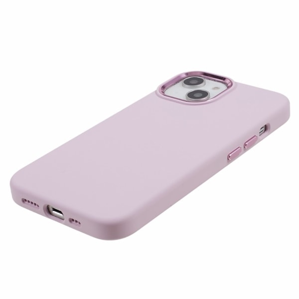 iPhone 15 Plus Skal Flytande Silikon AluLens Rosa