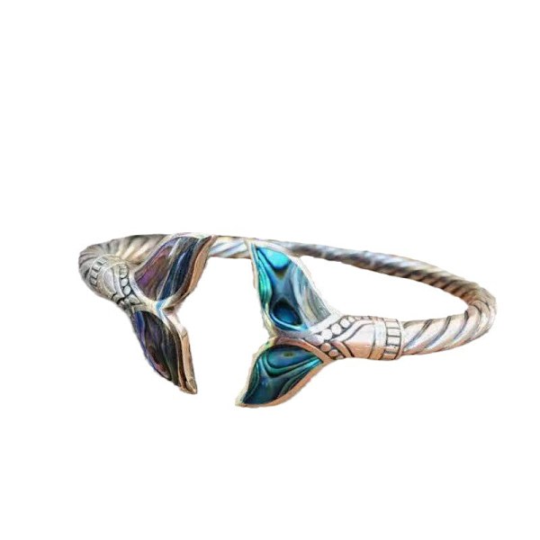 Naturlig abaloneskal sjöjungfru svans armband armband för kvinnor öppna manschettarmband och armband vintage smycken