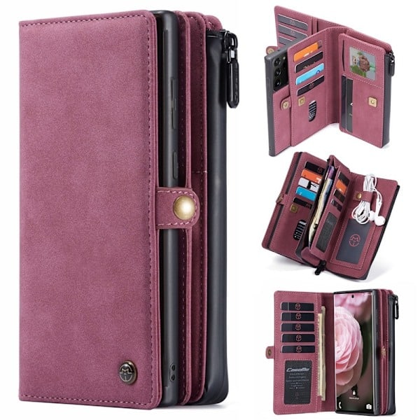 Samsung Galaxy S21 Plus - CASEME 2-i-1 Multifunksjonelt Lommebokdeksel - Rød