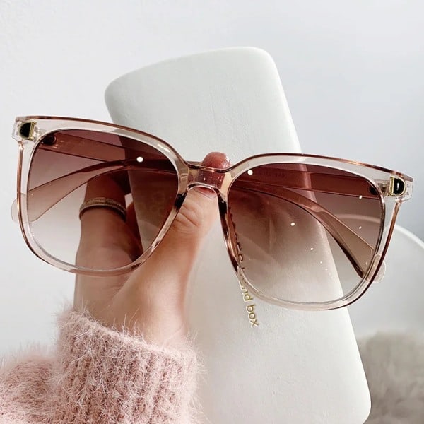 Moderigtige Oversized Solbriller Kvinde Designer Vintage Firkantede Solbriller Kvinder Store Rammer Gradient Nuancer Oculos De Sol Other Brown