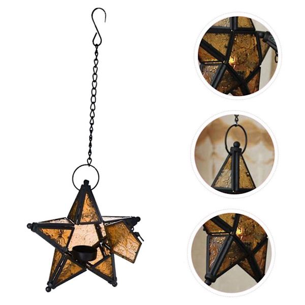 Jernlysestake Moravian Star Lysestake Stjerne Oransje Telys Lys Stjernelykt Mini Lan