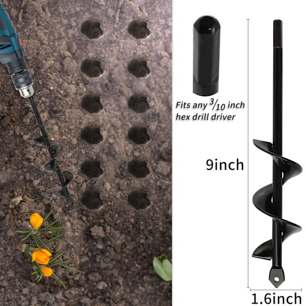 2PC hageskruesett for planting hagespiralbor, sneglebor, stolpehullsgraver for planting pærer blomsterstolpe