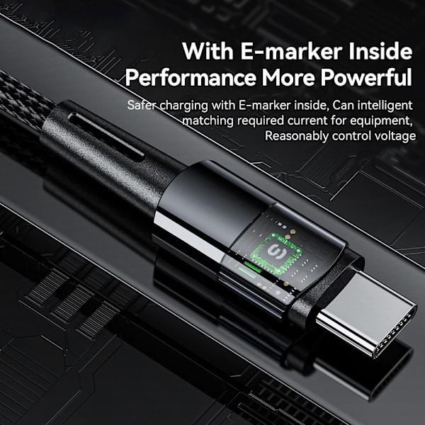 ESSAGER 2m 240W PD USB-C - USB-C Nylonkabel Sort