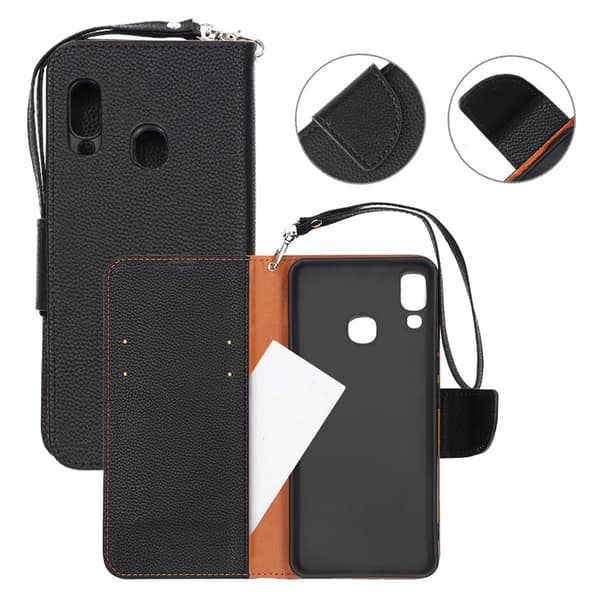 Samsung Galaxy A20e Wallet Case with Stand - Black Svart black