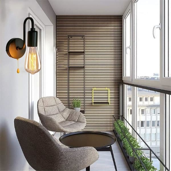 Simple Wall Lamp with Pull Cord, Single Black Head Without Light Source