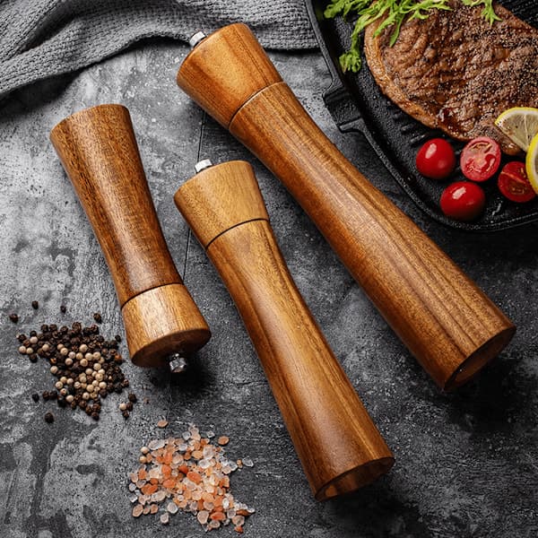 Salt- och pepparkvarnset, påfyllningsbara salt- och pepparkvarnar med justerbar grovlek