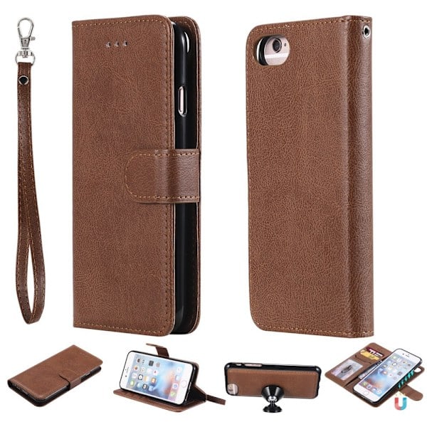 iPhone 6/7/8/SE (2020/2022) - 2in1 Magneetti/Lompakkokotelo - Ruskea Brown Ruskea