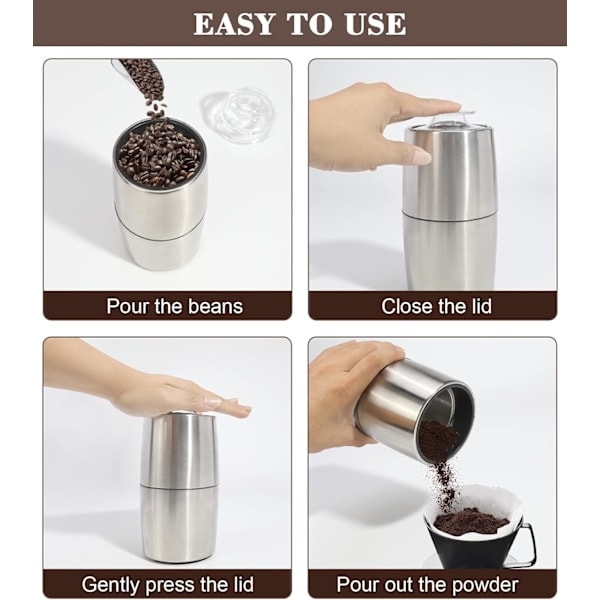 Elektriska kaffekvarnar - Rostfria kaffekvarnar för Latte, Mocka, One-Touch-kvarnar för örter, kryddor, spannmål och mer