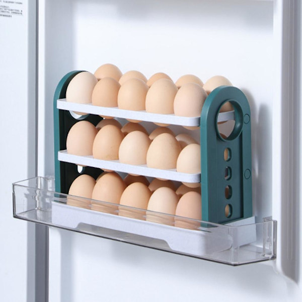 Nytt kjøleskap egg oppbevaringsboks roterende kjøleskap egg holder etui plassbesparende egg arrangør inneholde