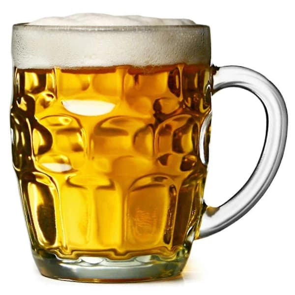 Brittiska Dimple Pint Glasmuggar Set om 4, 568 ml Hållbara Ölstop i Glas för Ölälskare Hemmabars Presentförpackning