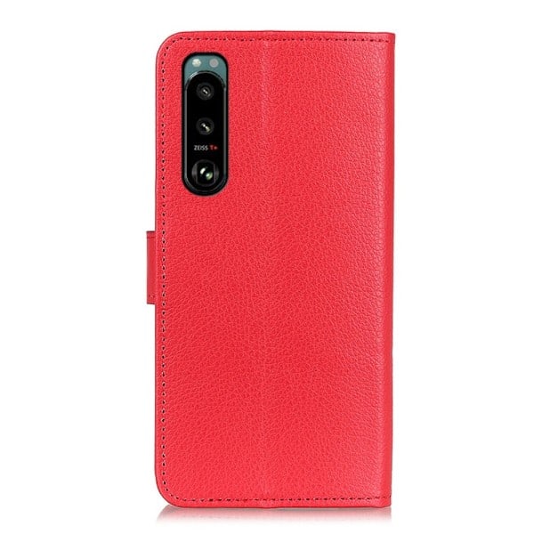 Sony Xperia 5 III Etui Litchi Tekstur Rød