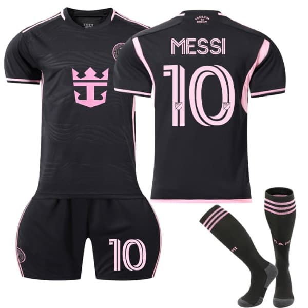 Inter Miami CF Borte Fotballdrakt med Sokker for Barn Nr. 10 Messi 18