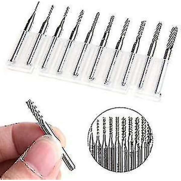 10 st Micro Drills Set Pcb Cnc Smycken Rotary Tool Press Fits Dremel Bits 0.8-3.0mm