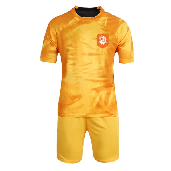 Barn-VM kortärmad T-shirt set för att stödja Holland, mörkgul, Lämplig för barns höjd (140-150 cm)
