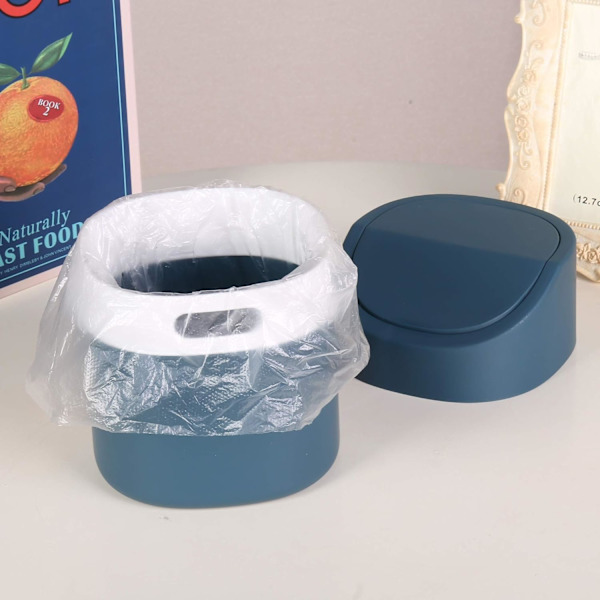 Modern Mini Plastic Trash Can with Lid for Bathroom, Desk, Tabletop