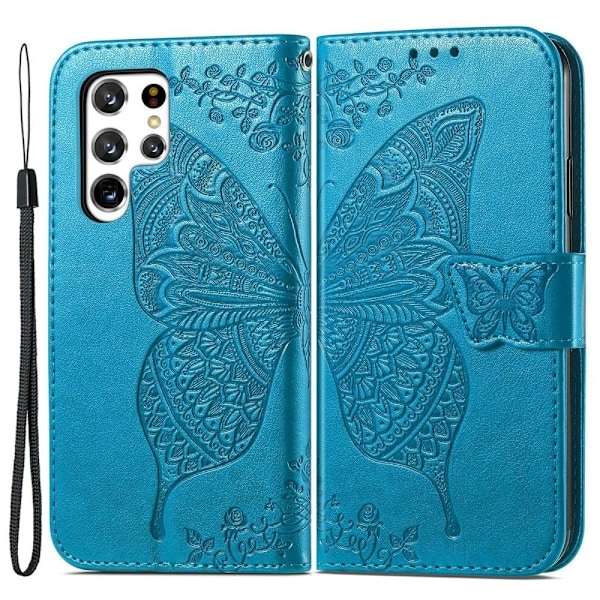 Samsung Galaxy S22 Ultra Skal Tryckt Fjäril Blå