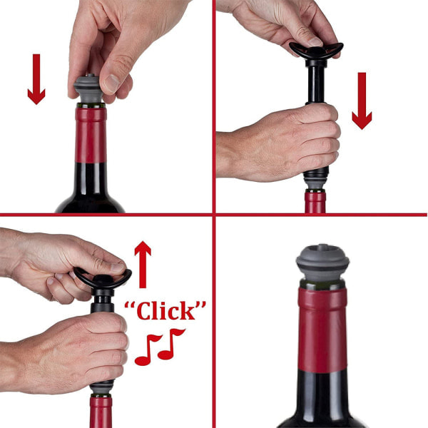 Vakuumproppar för vin - 6-pack, flerfärgade, för