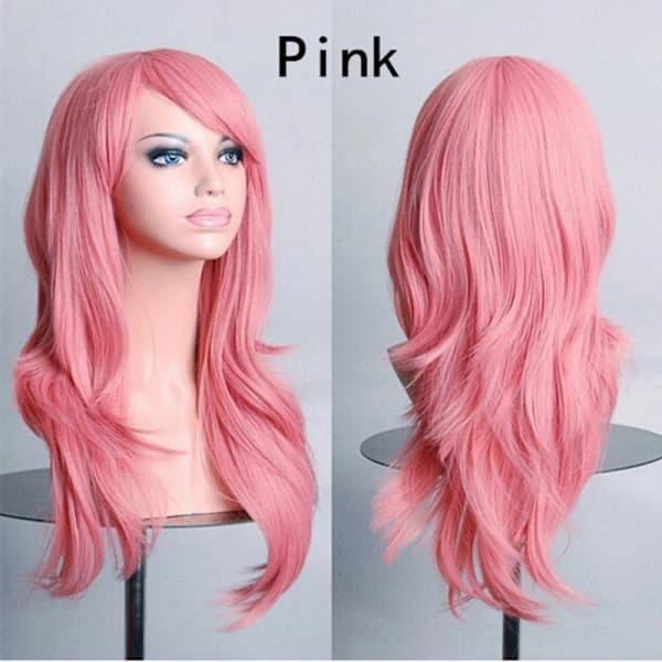 28 \" 70cm Modeperuker Lång Vågig Lockig Hår Cosplay Peruker & Perukmössa (Rosa)[CO]