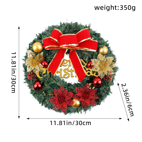 2 st julkransar för ytterdörren Små julkransar för fönster Veranda Dekoration Mini julkrans med röd rosett Tallkottar Bär