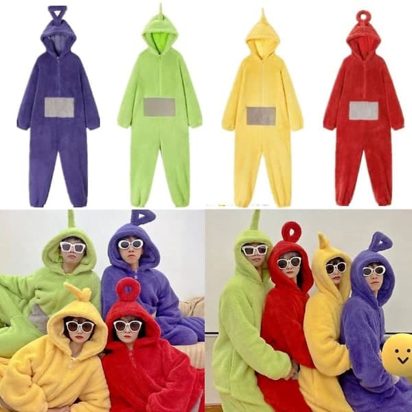 Anime Teletubbies Kostym Vuxen Jul Pyjamas Pyjamas Sovkläder Jumpsuit Lila L