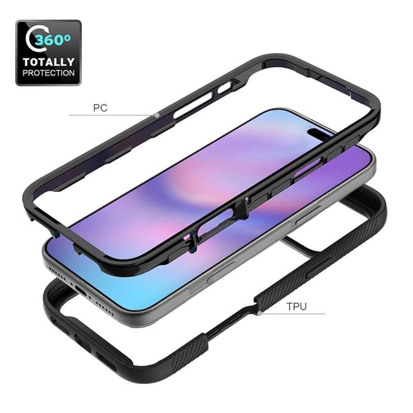 iPhone 17 Pro Max Hybrid Stødsikkert Cover Sort 51