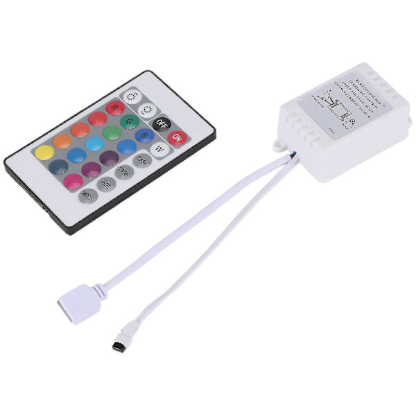 Led Rgb -ohjain, IR-kaukosäädin, 24 näppäintä, valkoinen, 12 V