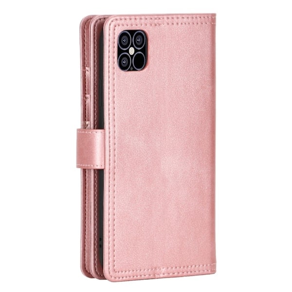 iPhone 13 Pro Max - Multifunktionellt Flerkorts Läderfodral - Roséguld
