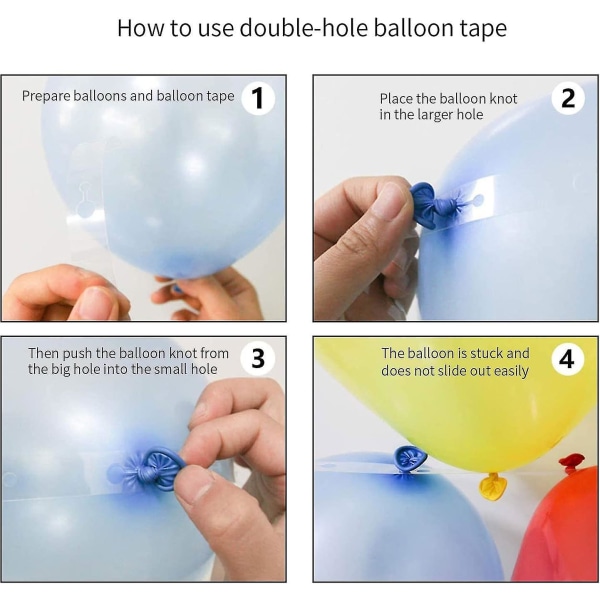 Limstift Ballongbue Strip Ballonbue Maker Kit Ballon Ballongtape Og Limstift Ballongtape Ballongbue Strip Tape(2*enkelt hull+2*dobbelt hull)