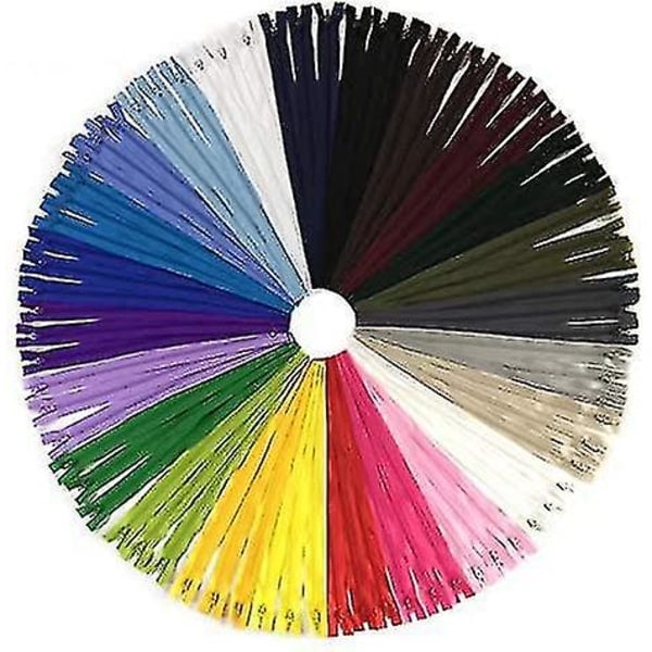 100 stk 40 cm Flerfargede Spiralglidelåser i Nylon for Søm og Håndverk