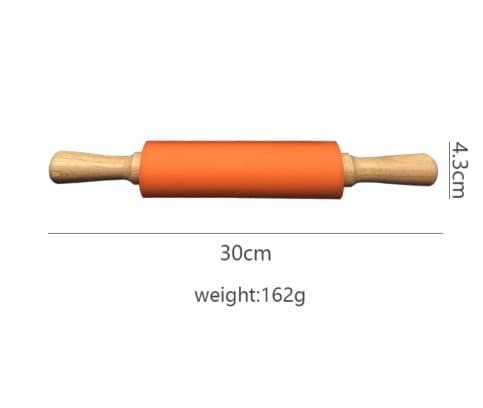 Kjevle - Non-stick silikon trehåndtak - 30 cm orange