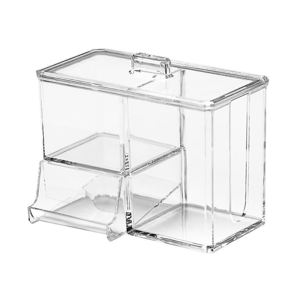 Bomuldsrondel Holder Låg Beholder 4 Rum Vatpinde & Boldholder Pad Box Opbevaringsboks