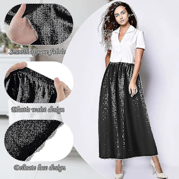 2 stk. Halv Slips Blonde Langt Underskjørt Dame Sateng Halv Slips Halve Slips Underskjørt Slips