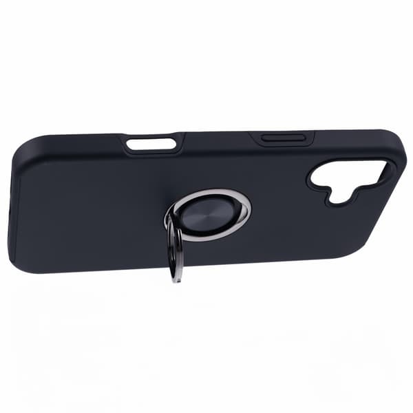 Til iPhone 16 Hybrid cover med fingerring - Sort Svart black