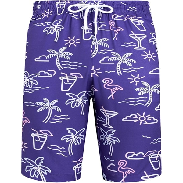 Havaijipaita ja shortsit miehille, normaali istuvuus, lyhythihainen, rento, funky ranta-flamingo-paitasetti M